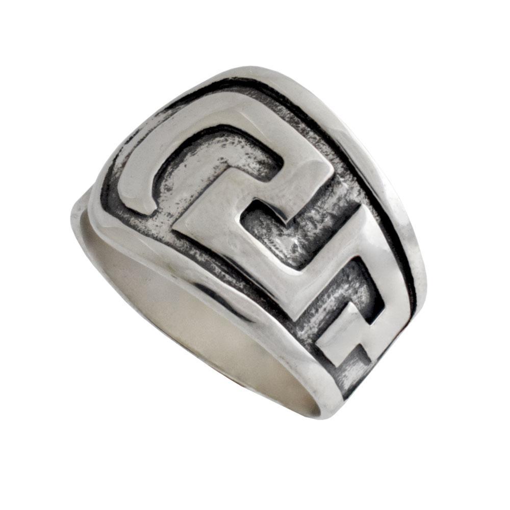 Greek Key Meander Ring in Sterling Silver (DT-74) - ELEFTHERIOU EL
