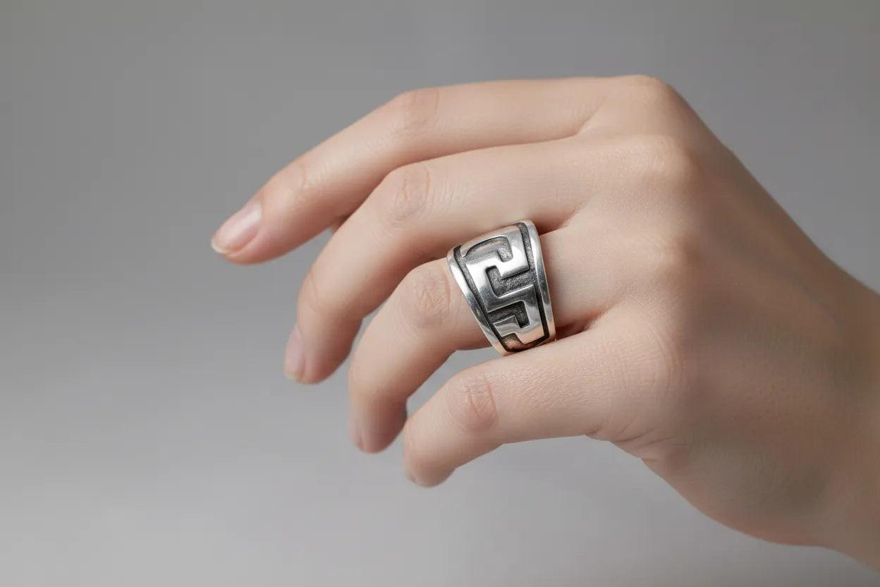Greek Key Meander Ring in Sterling Silver (DT-74)