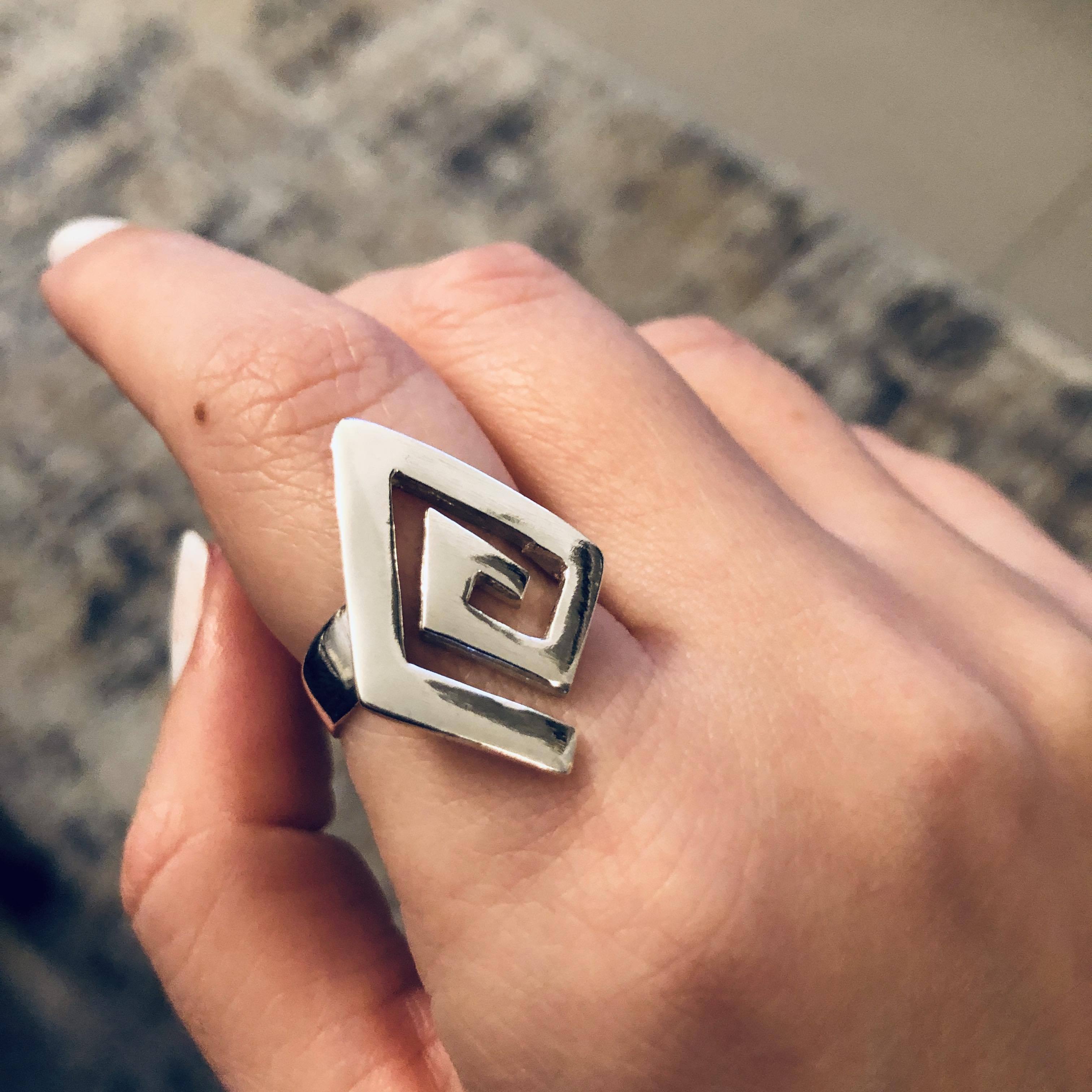 Greek Key Meander Ring in Sterling Silver (DT-76) - ELEFTHERIOU EL