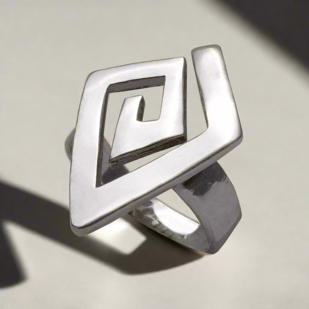 Greek Key Meander Ring in Sterling Silver (DT-76) - ELEFTHERIOU EL