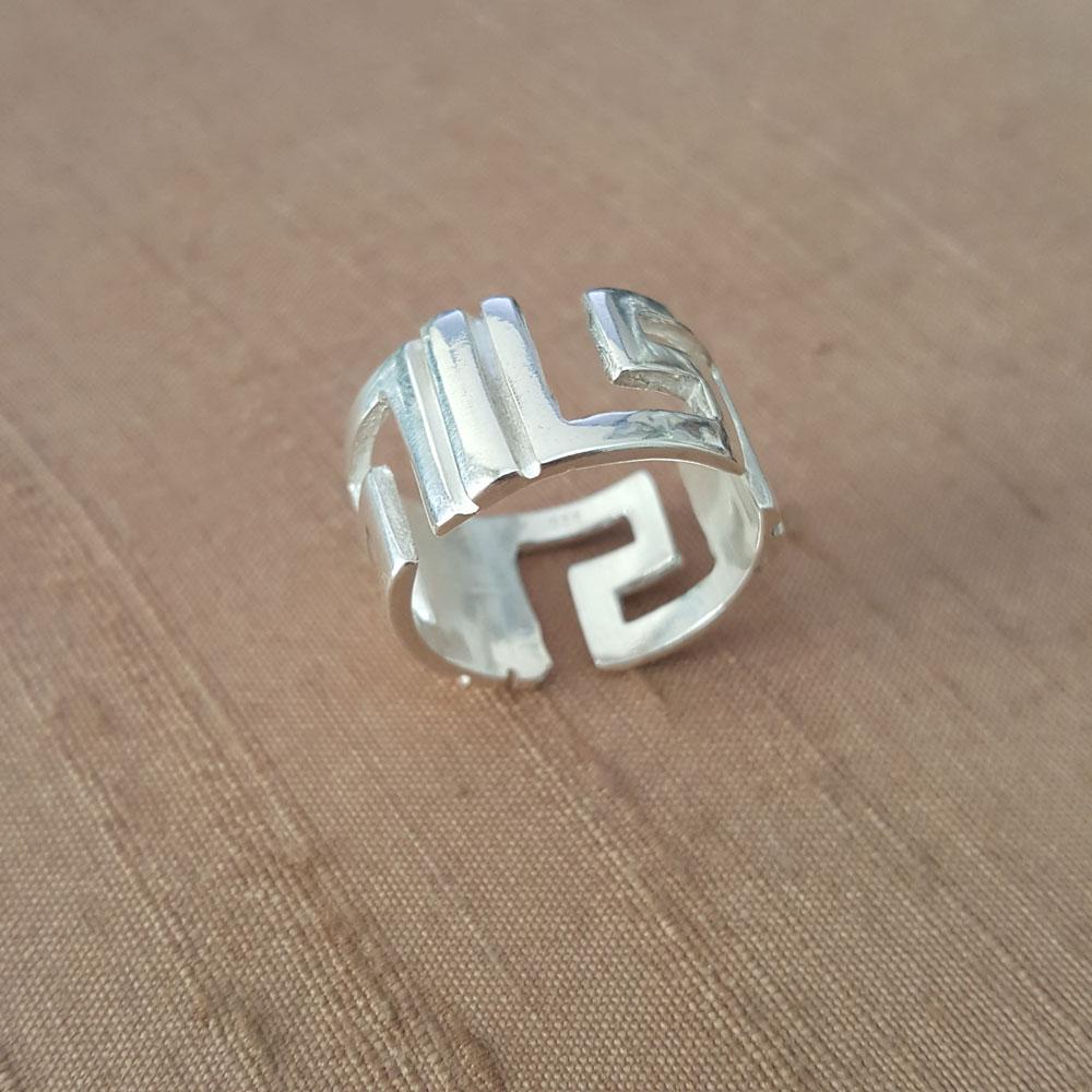 Greek Key Meander Ring in Sterling Silver, Meander Ring (DT-78)