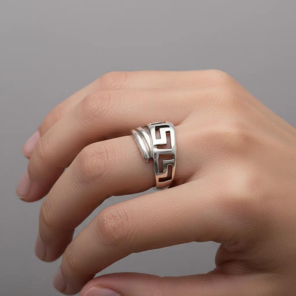 Greek Key Meander Ring in Sterling silver (DT-64)