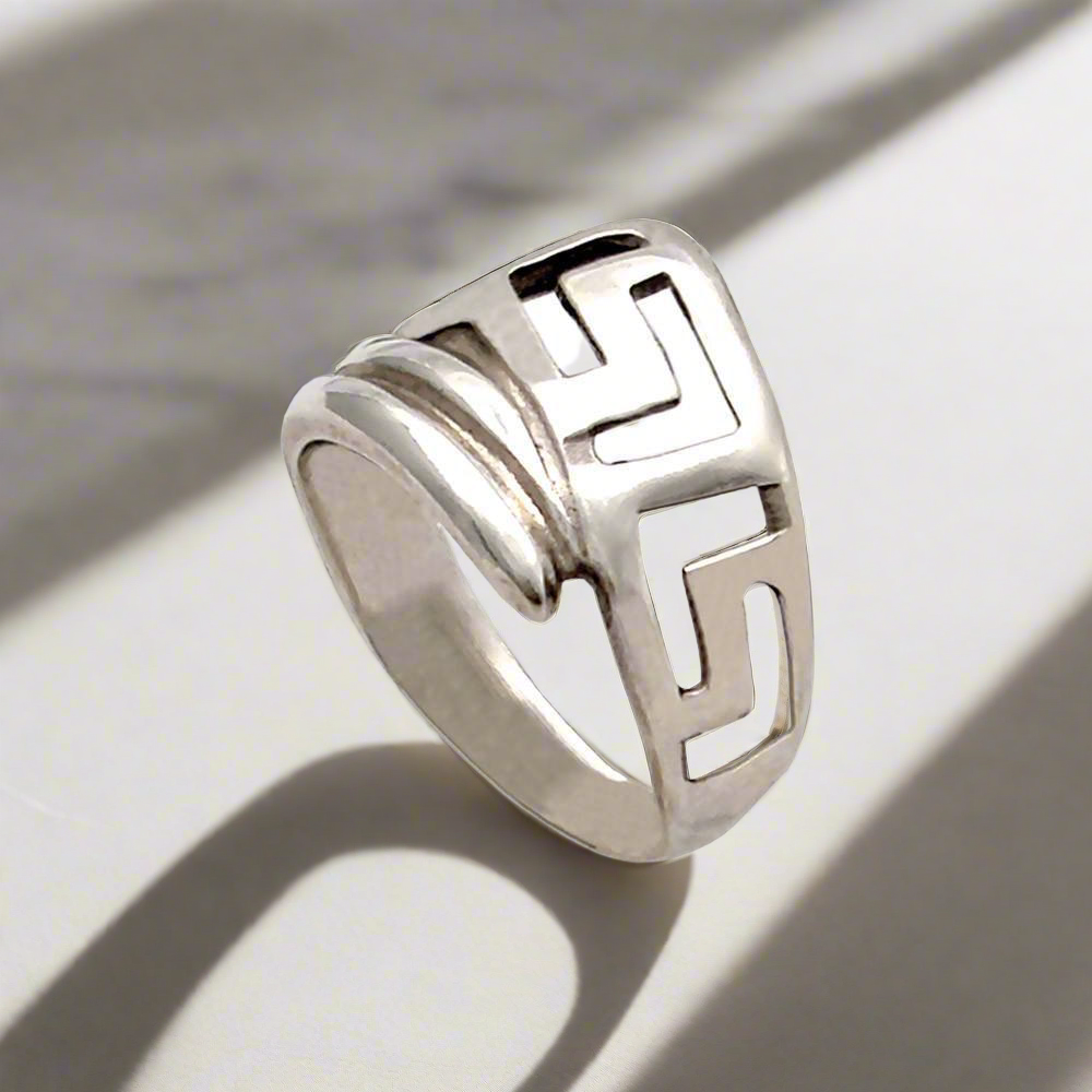 Greek Key Meander Ring in Sterling silver (DT-64) - ELEFTHERIOU EL