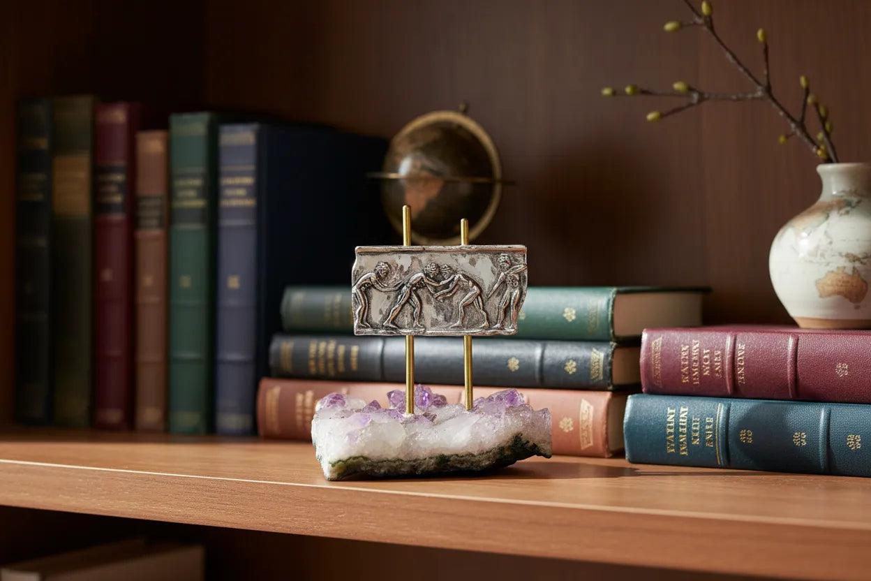 Greek Olympic Wrestlers Figurine in Sterling Silver (A-40-2)