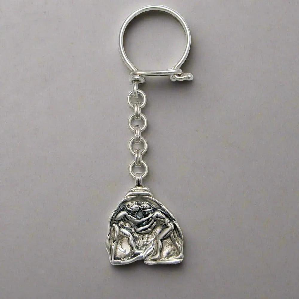 Greek Olympic Wrestlers Key ring in sterling silver (MP-14)