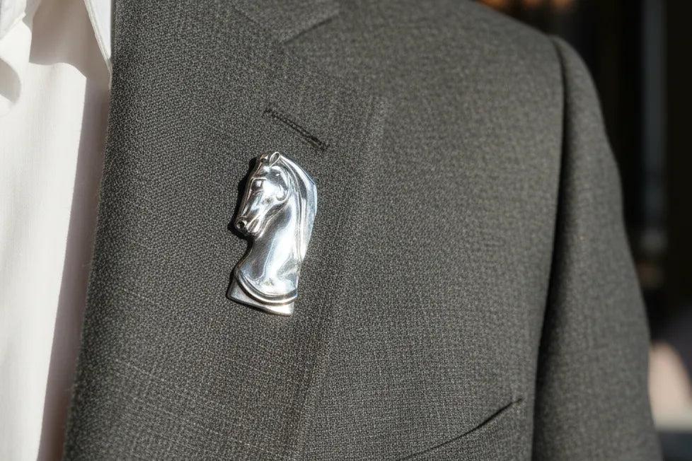 Greek Parthenon Horse Head Brooch in Sterling Silver (K-87)