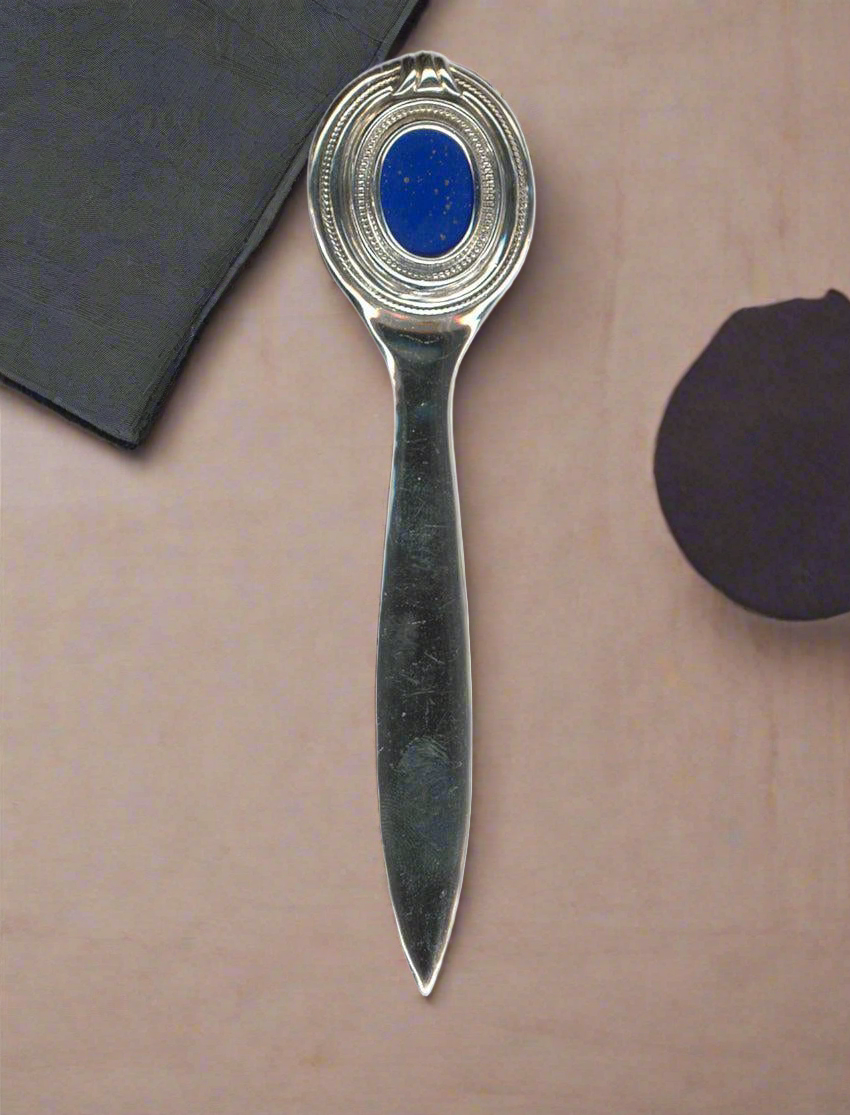 Greek Sterling Silver Letter Opener with Lapis Lazuli (PC-06) - ELEFTHERIOU EL