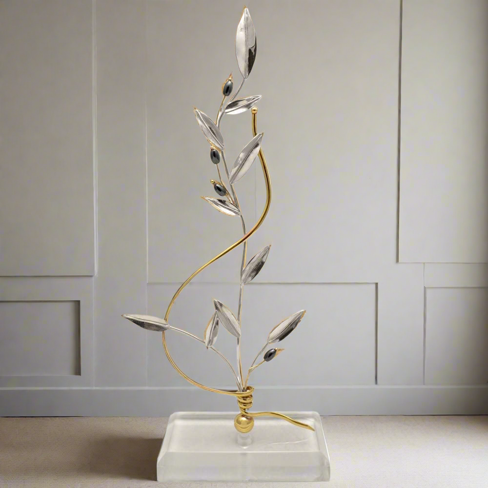Greek Sterling Silver Olive leaf Wreath on plexiglass (A-70) - ELEFTHERIOU EL