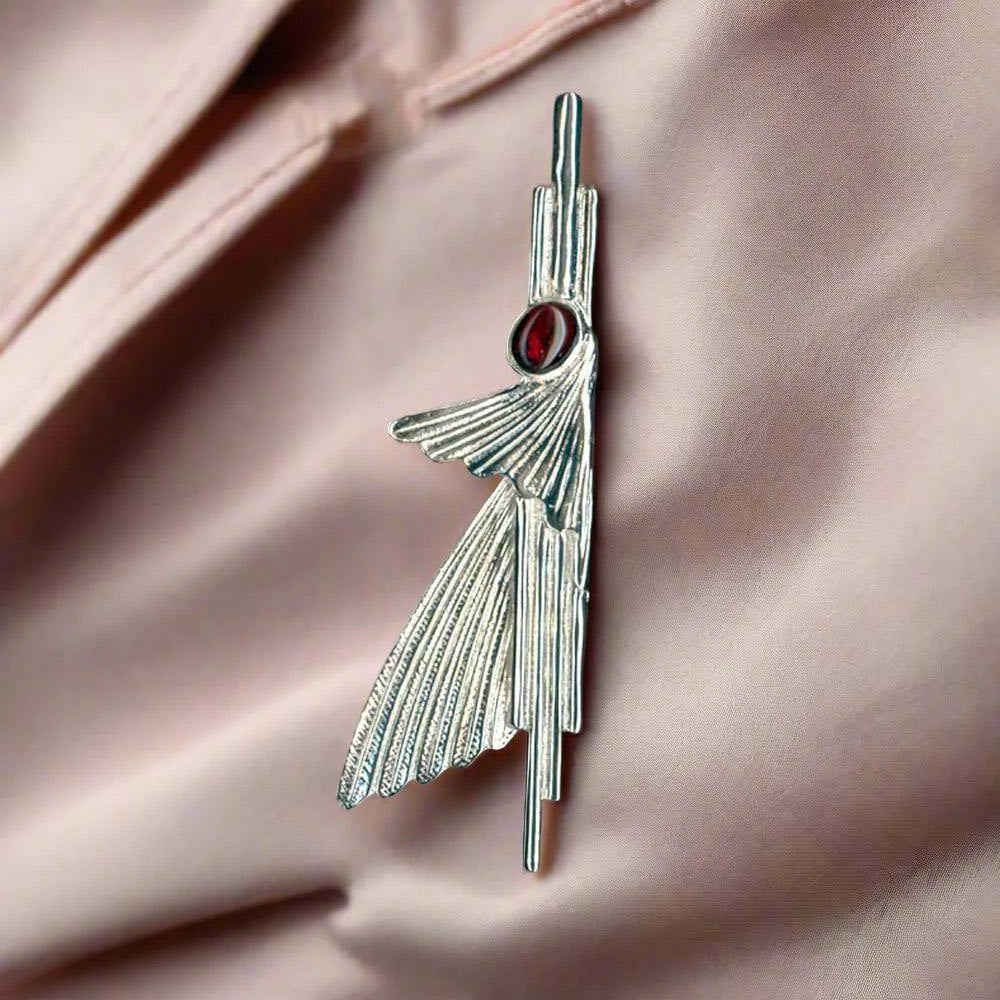 Greek Traditional Brooch in Sterling silver with Zircon (K-32)