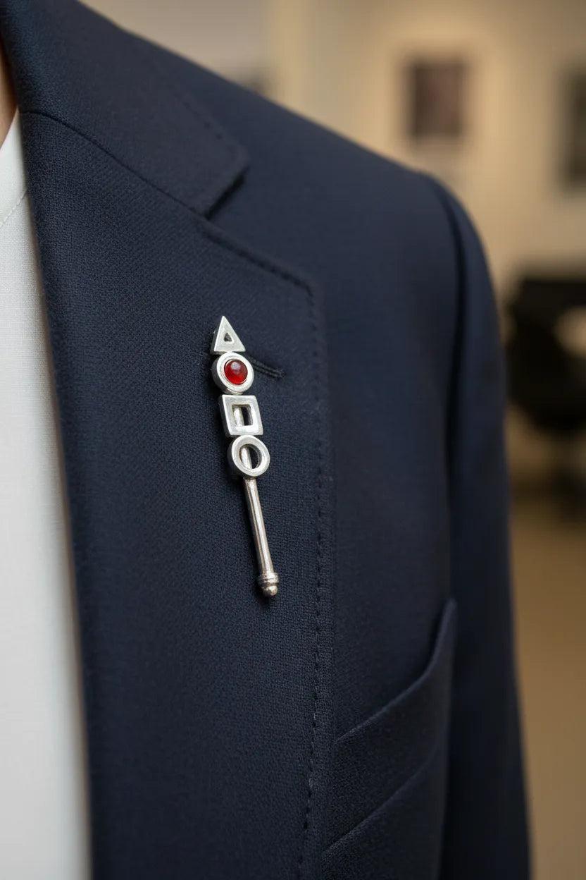 Greek Traditional Brooch in Sterling silver with a Carnelian (K-12)