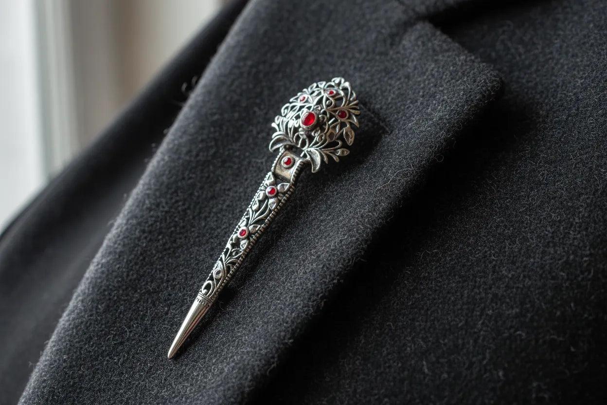 Greek Traditional Brooch in sterling silver with Zircon (K-06)