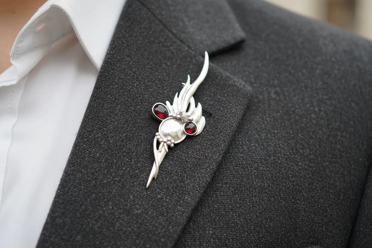 Greek Traditional Brooch in sterling silver with Zircon (K-25)