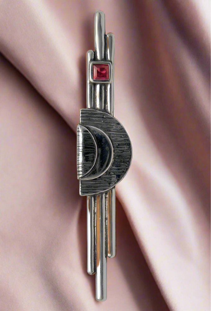 Greek Traditional Brooch in sterling silver with Zircon (K-29) - ELEFTHERIOU EL