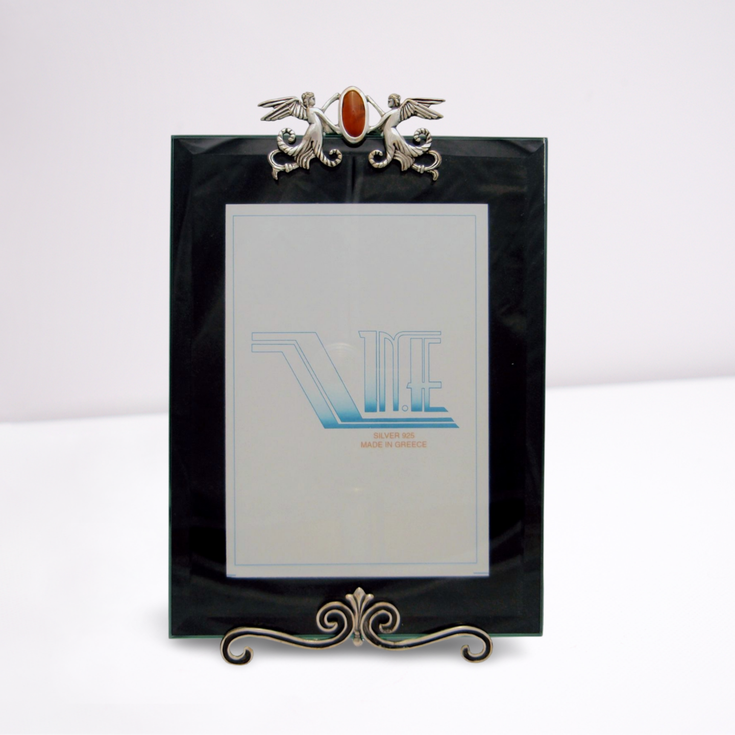 Greek Traditional Carnelian Bronze Silver Plated Picture Frame (A-60) - ELEFTHERIOU EL