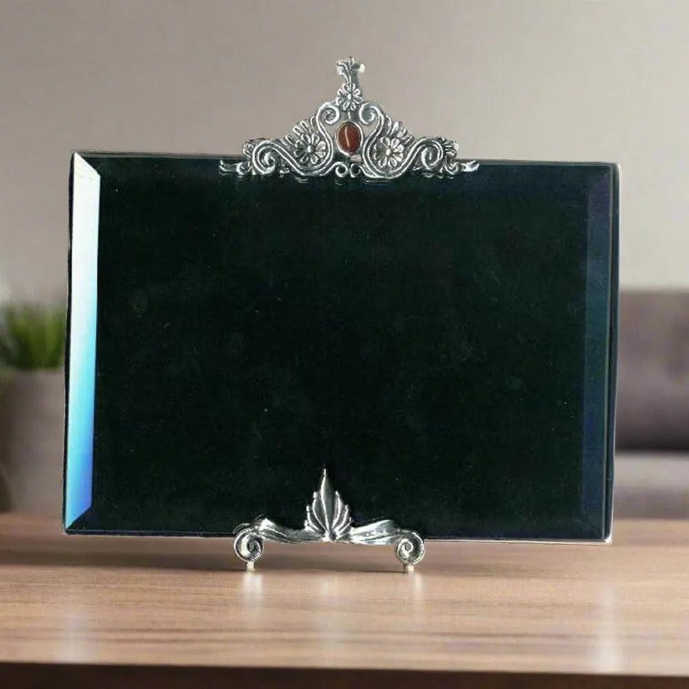 Greek Traditional Carnelian Bronze Silver Plated Picture Frame (A-62)