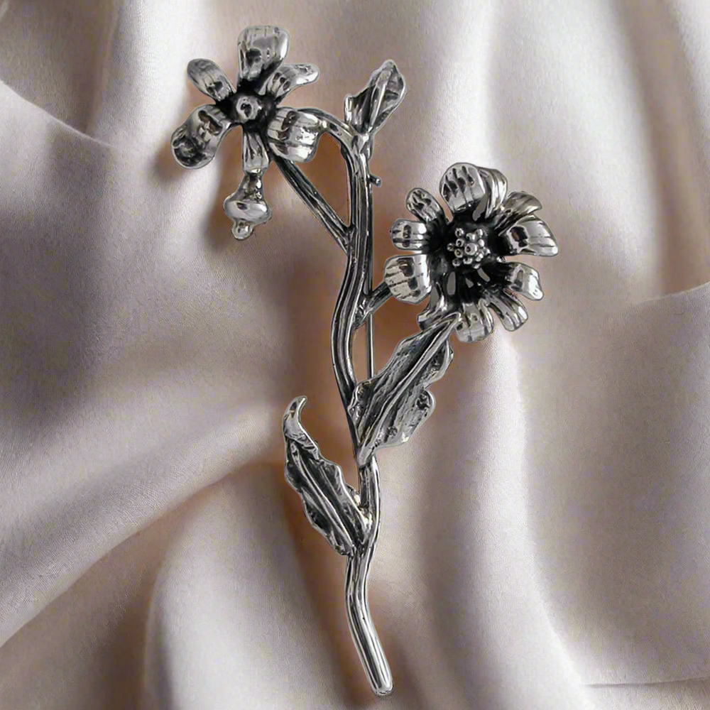 Greek Traditional Flower Brooch in Sterling silver (K-39) - ELEFTHERIOU EL