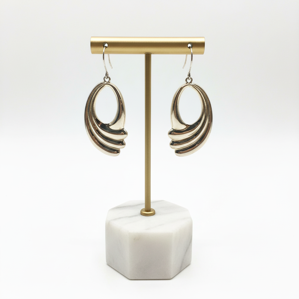 Greek Wave Drop Earrings in Sterling Silver (GT-07)