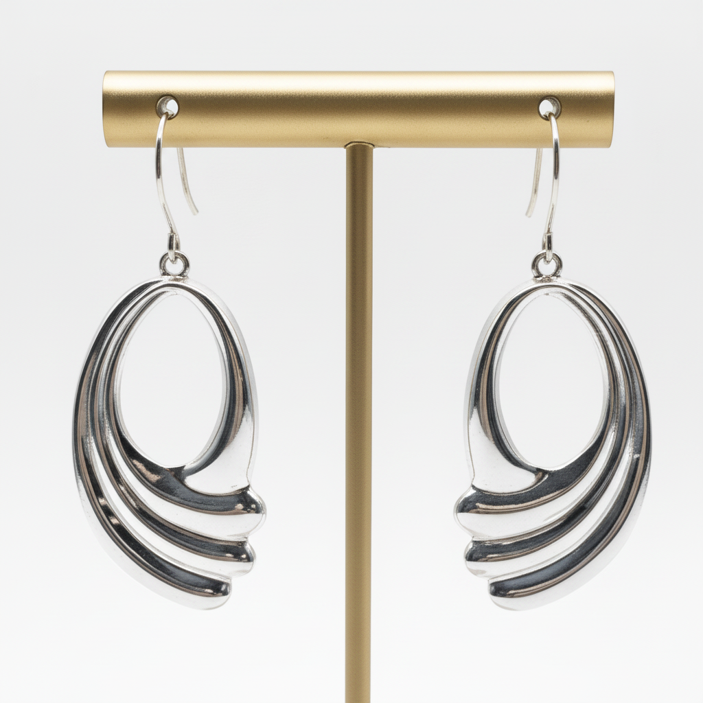 Greek Wave Drop Earrings in Sterling Silver (GT-07)