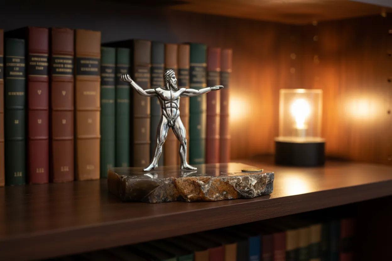 Handmade Sterling Silver God of Cape Artemision Figure, Greek Statue Poseidon Zeus (A-05)