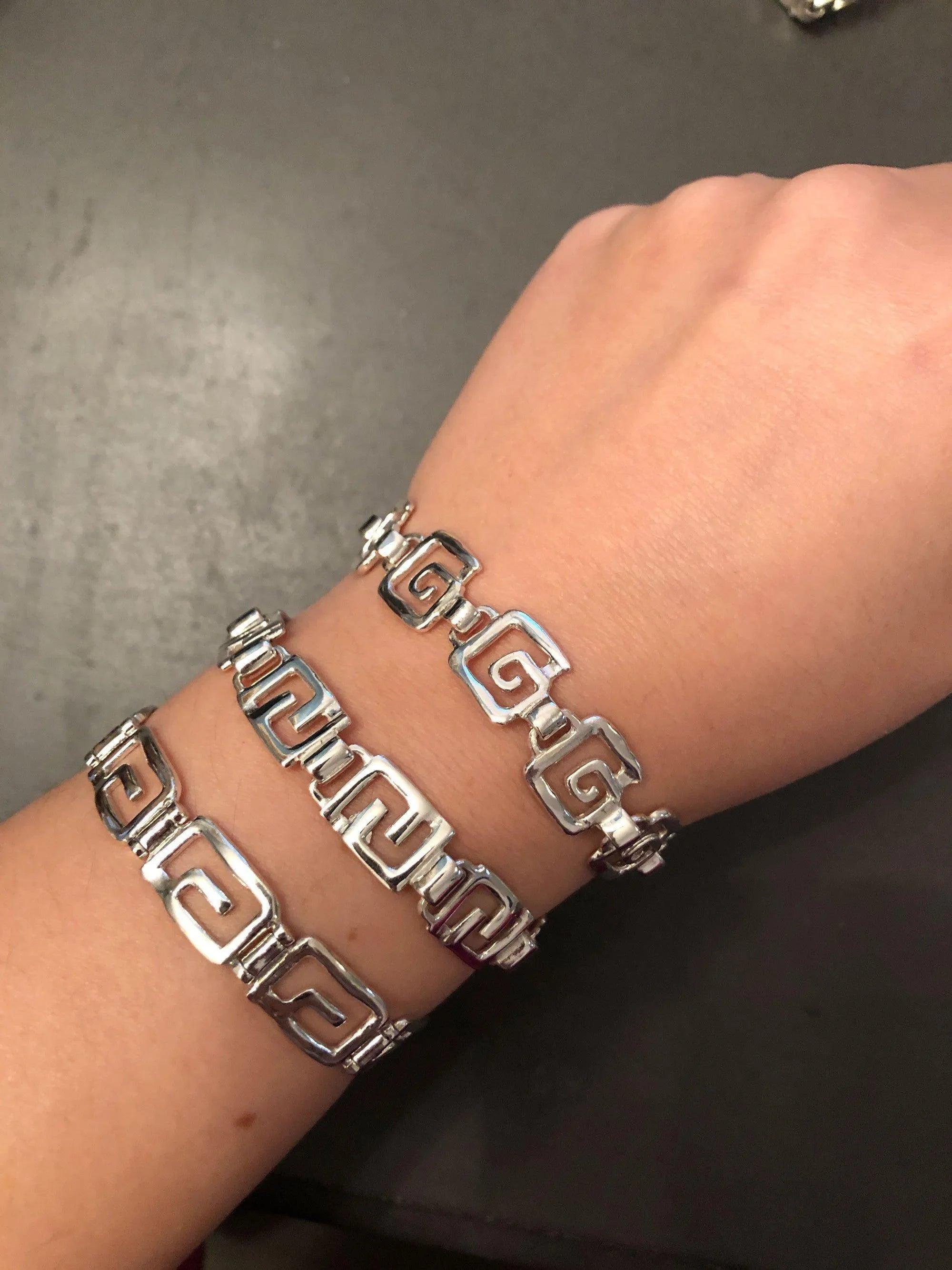 Handmade Sterling Silver Greek Bracelet, Traditional Era Jewelry (B-76)