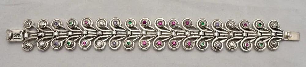 Handmade Sterling Silver Greek Spiral Bracelet, Traditional Motif Jewelry (B-25)