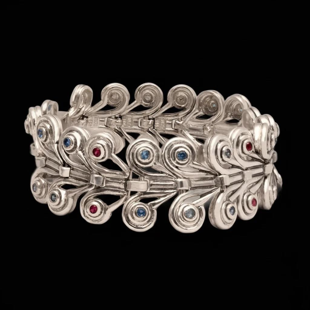 Handmade Sterling Silver Greek Spiral Bracelet, Traditional Motif Jewelry (B-25)