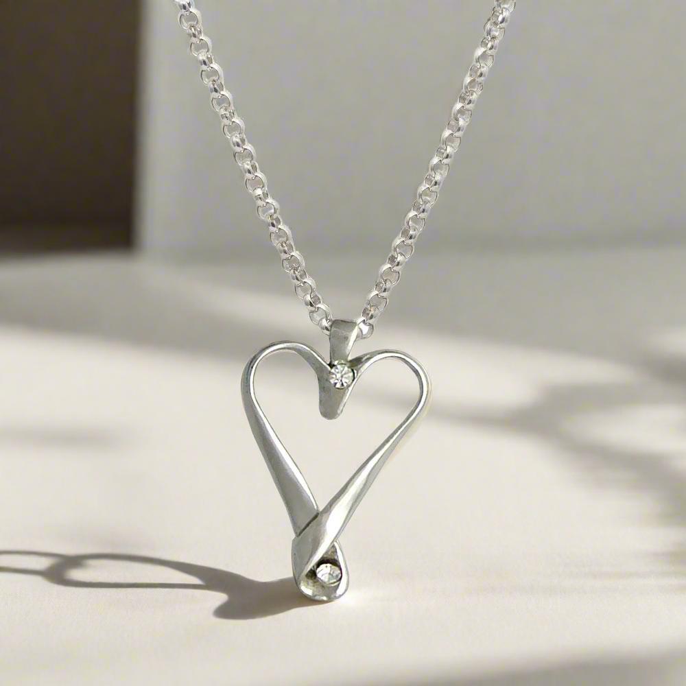 Handmade Sterling Silver Heart Pendant Necklace, Greek Love Jewelry (PE-103)