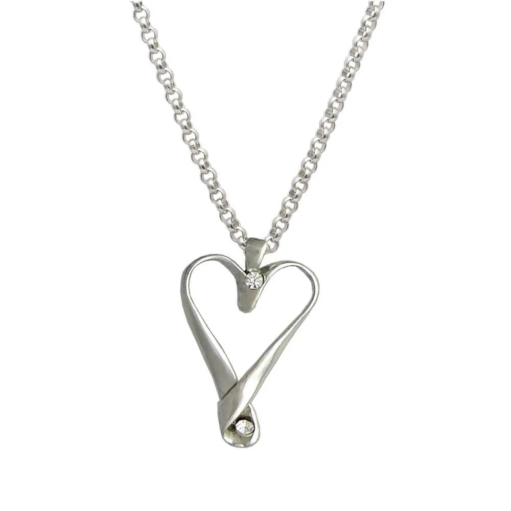 Handmade Sterling Silver Heart Pendant Necklace, Greek Love Jewelry (PE-103)