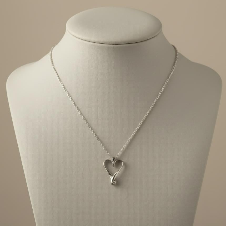 Handmade Sterling Silver Heart Pendant Necklace, Greek Love Jewelry (PE-103)