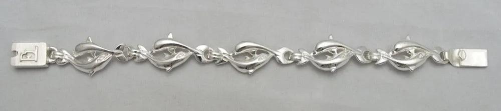 Handmade Sterling Silver Minoan Dolphins Bracelet, Greek Motif Jewelry (B-82)
