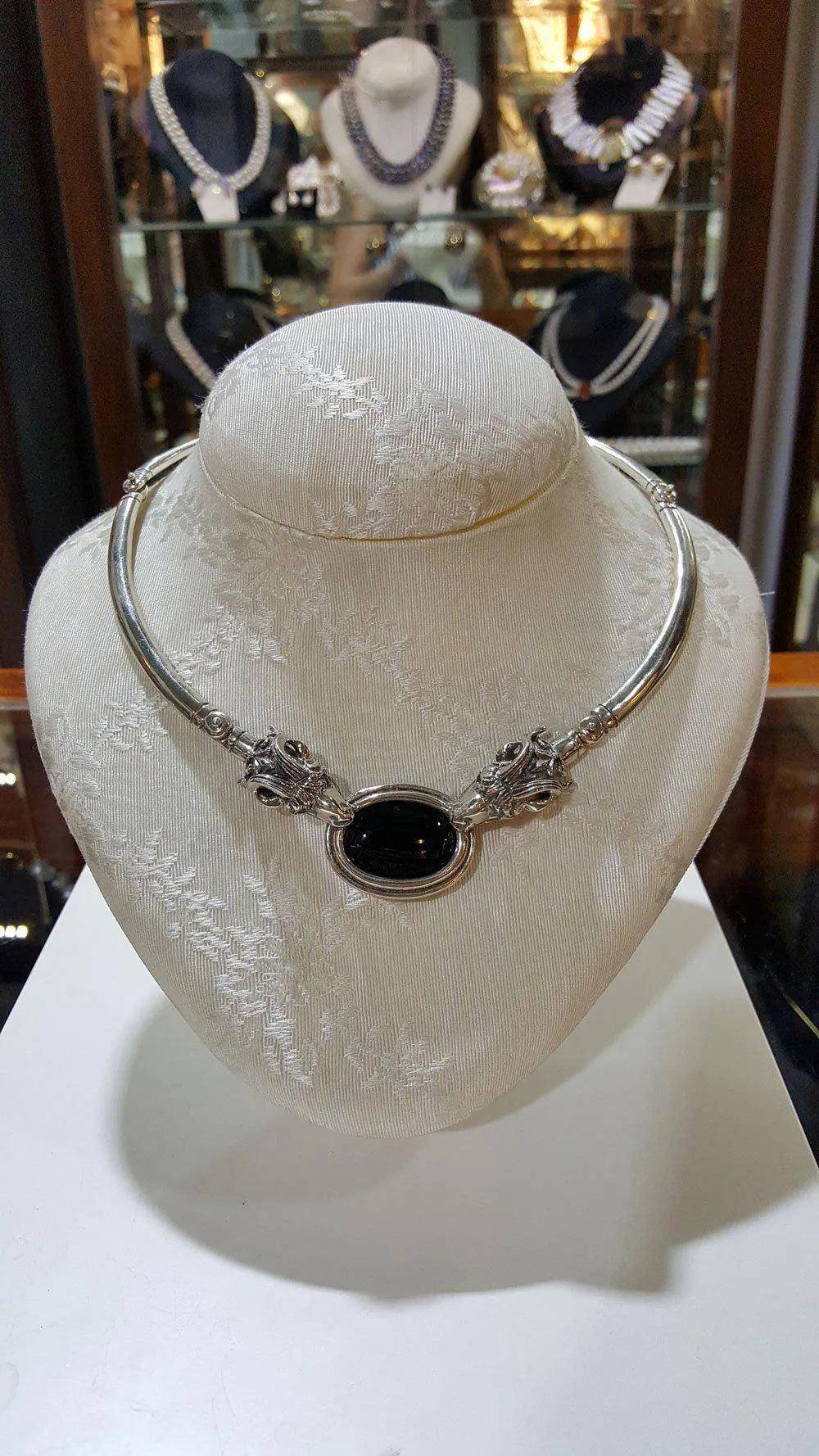 Handmade Sterling Silver Ram Necklace with Lapis Lazuli, Ancient Greek Terminals (PE-01)