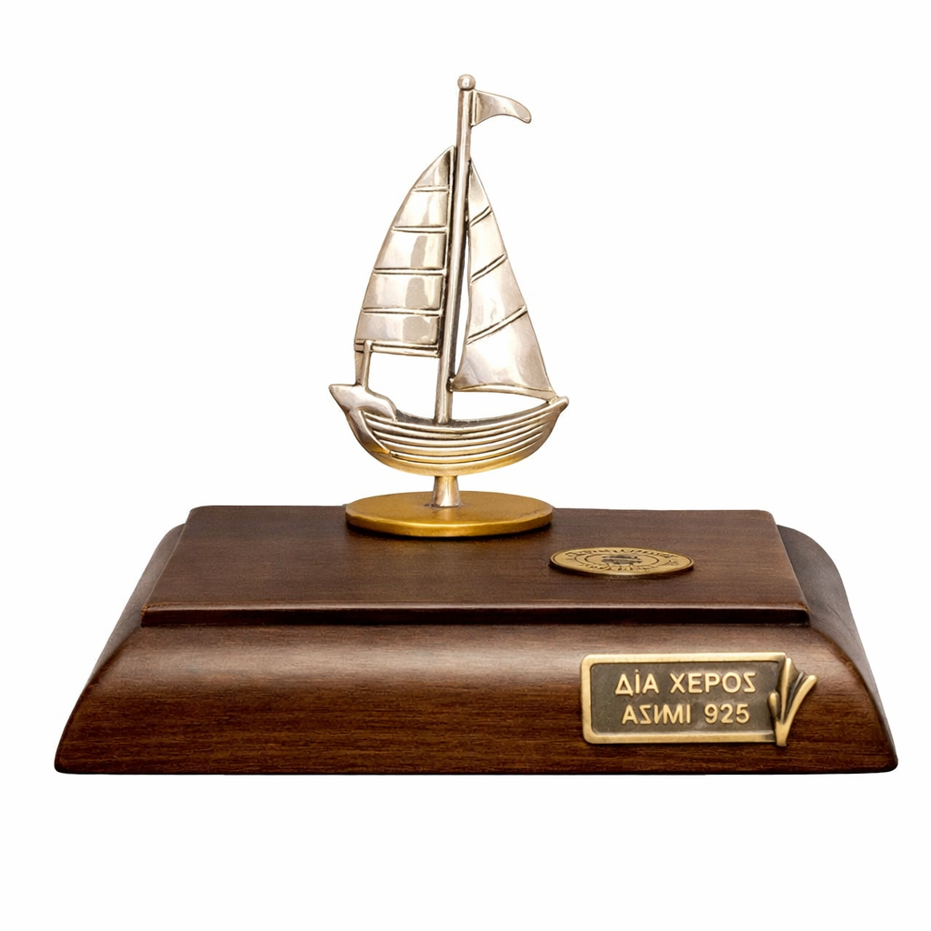 Handmade sailboat in sterling silver, Greek Sailboat, Sea Decor (A-27-27)