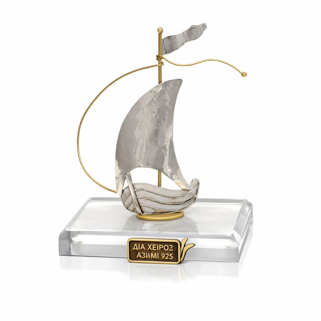 Handmade sailboat in sterling silver Nautical Decor (A-34-30)