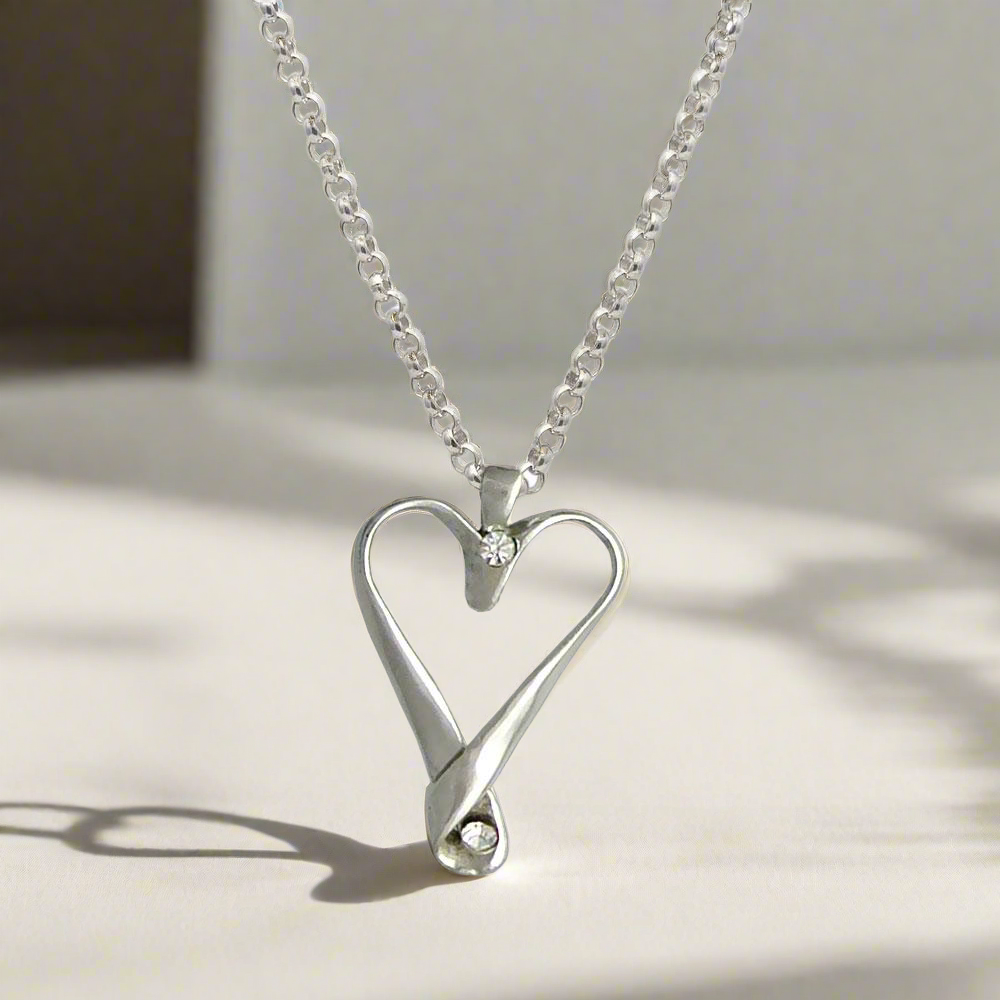 Heart pendant in sterling silver, love pendant, silver pendant, love jewelry - ELEFTHERIOU EL