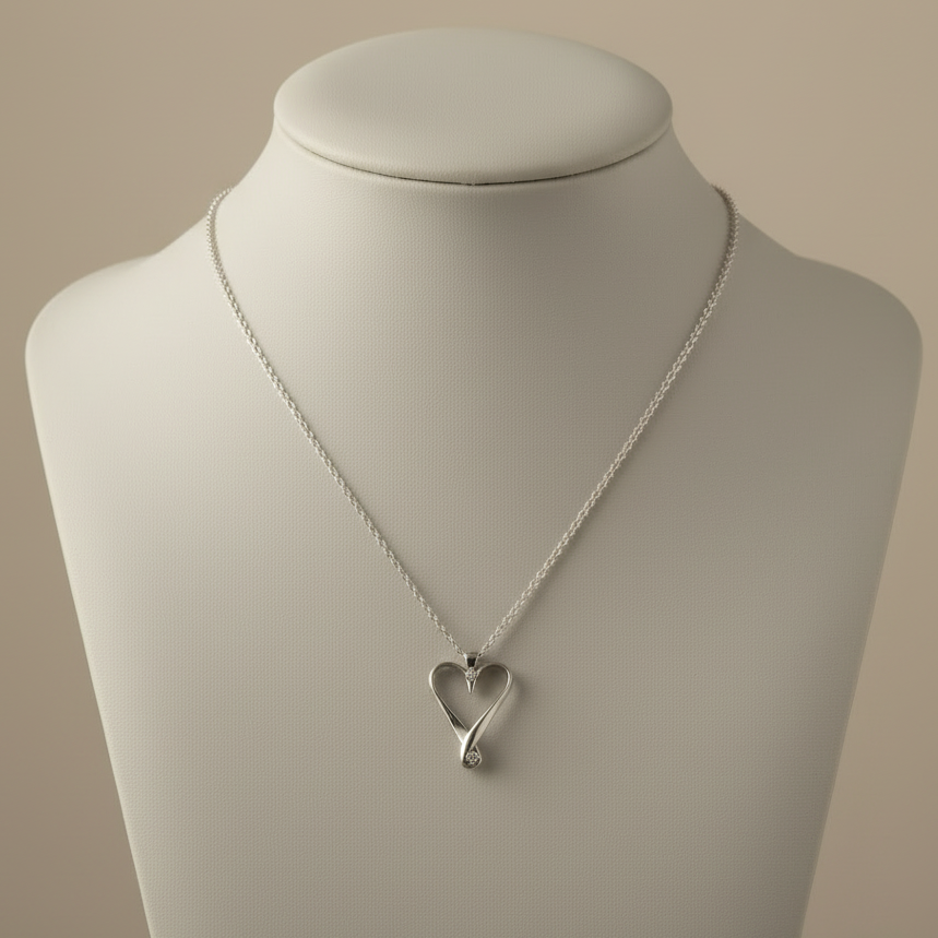 Heart pendant in sterling silver, love pendant, silver pendant, love jewelry