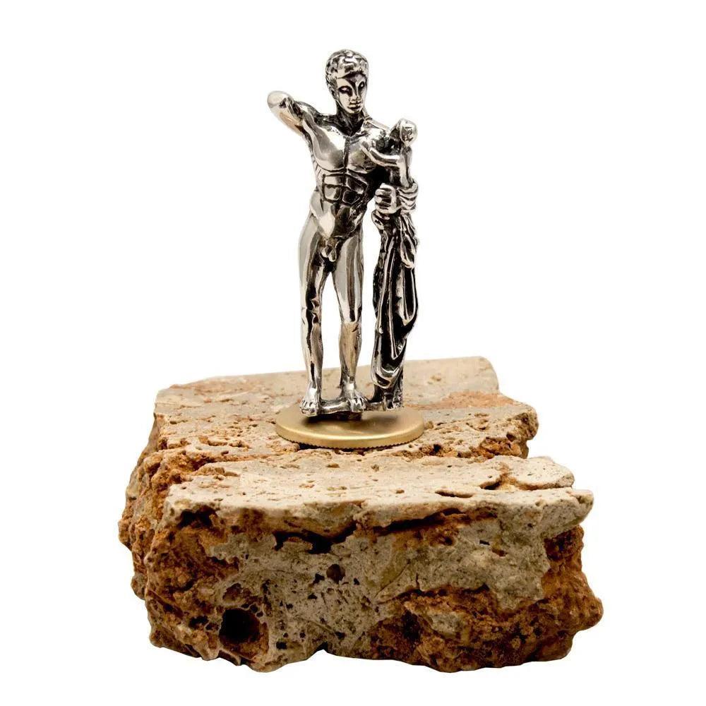 Hermes and the Infant Dionysus, Greek Statue Figure in Sterling Silver (A-02)