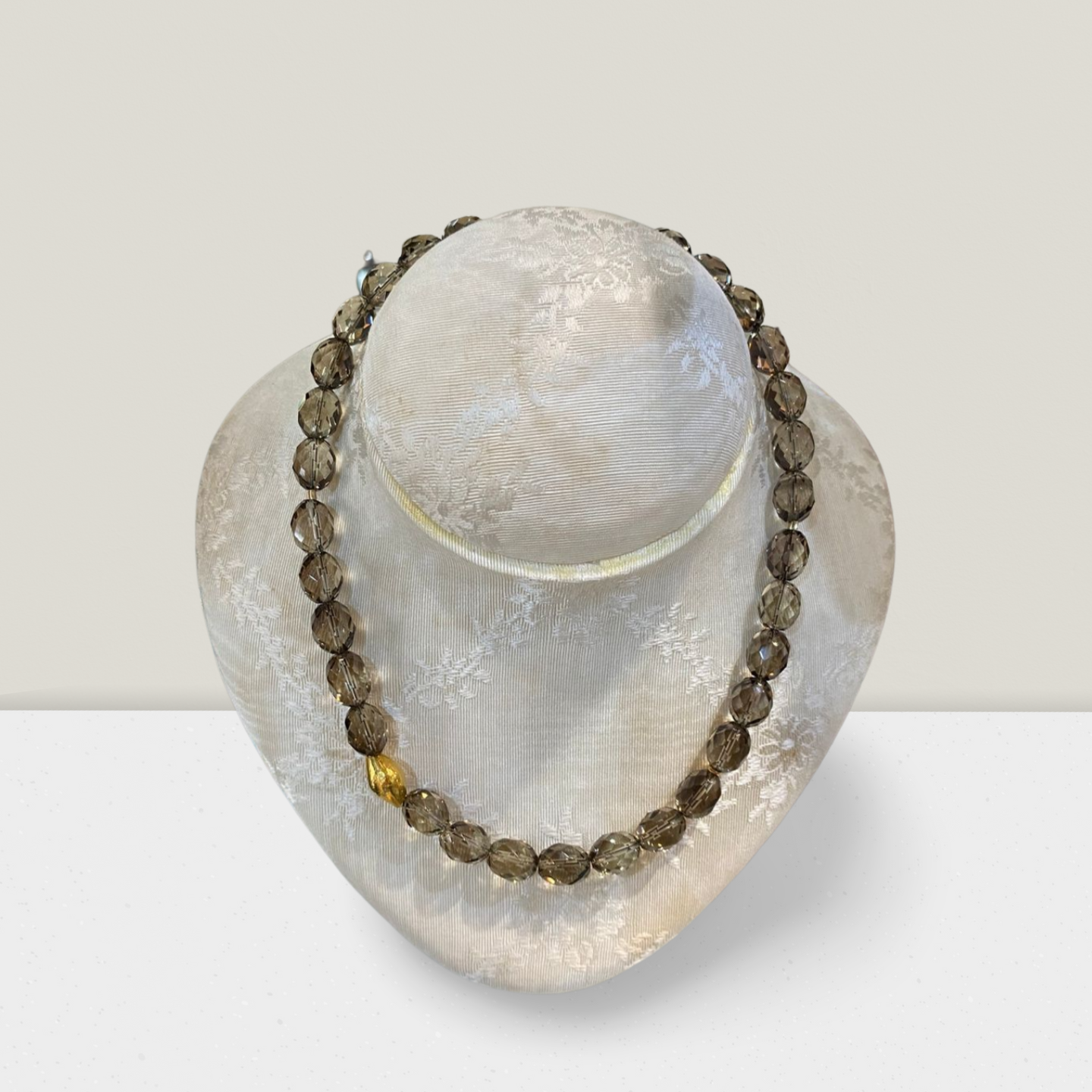 Necklace in Smoke Topaz Gemstones & gold 18k elements