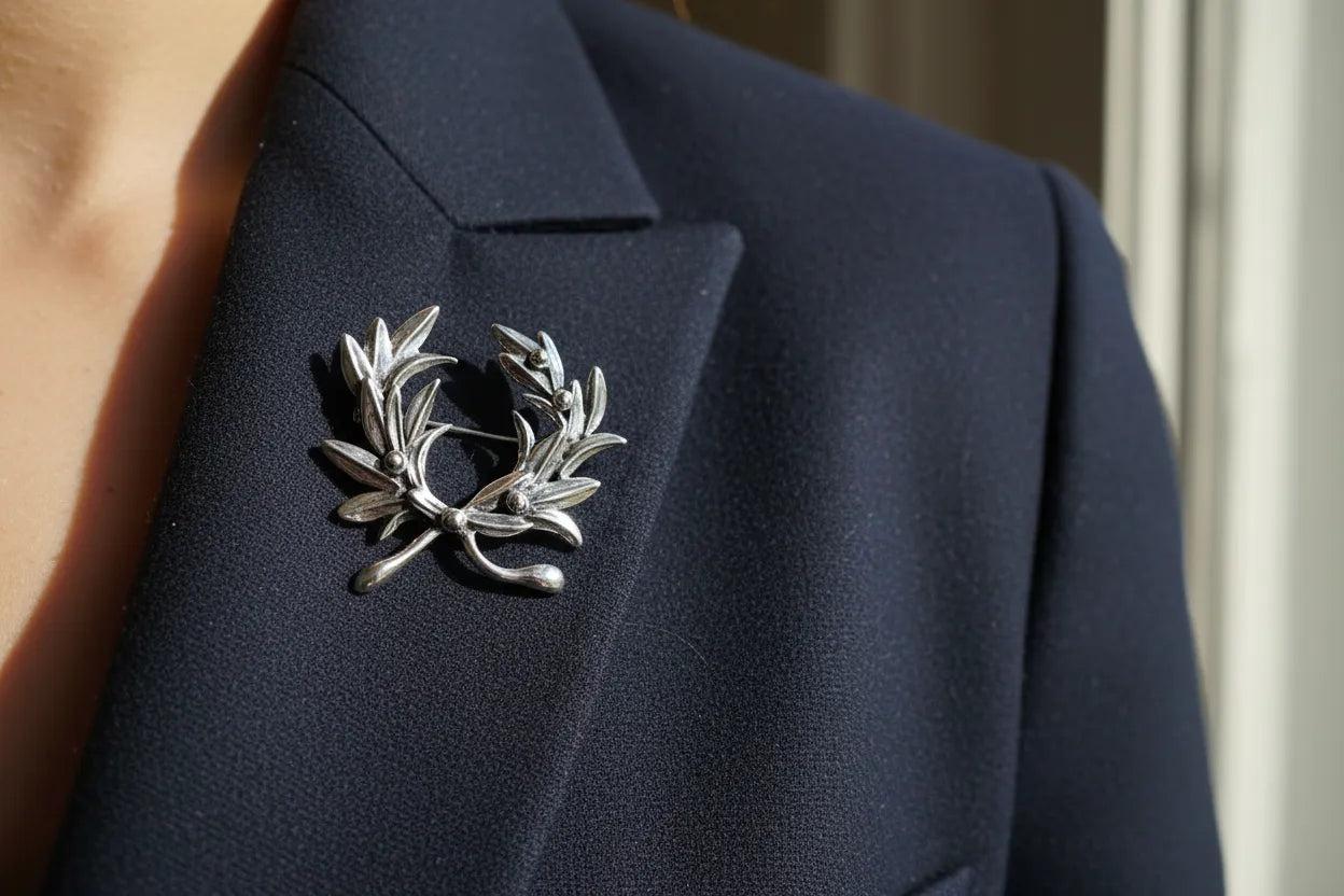 Kotinos Olive leaf Wreath brooch in Sterling Silver (K-36)