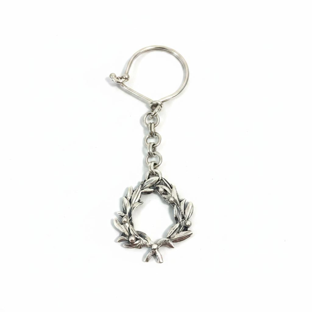 Kotinos Olive leaf Wreath key ring in Sterling Silver, silver keychain, men's gift, handmade keychain (MP-18)