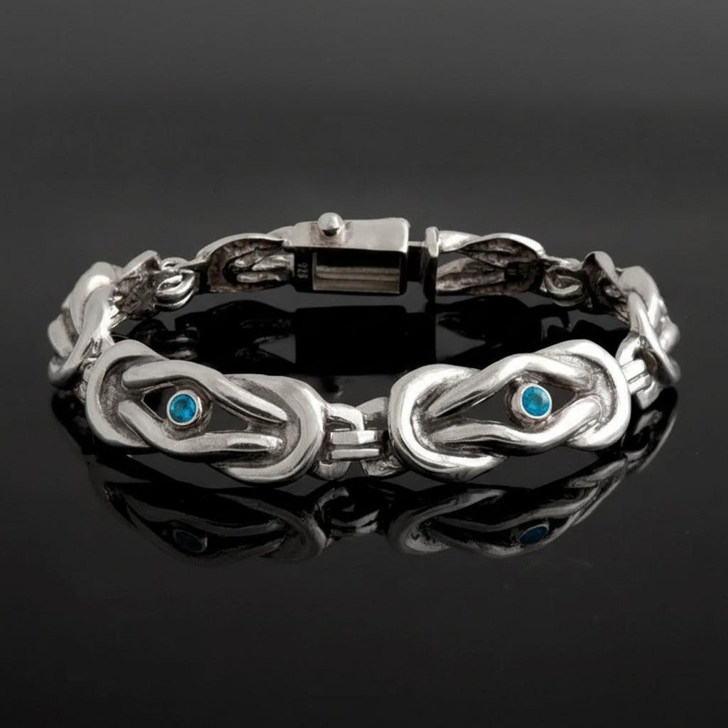 Love Knot Bracelet in Sterling Silver with zircon (B-111)