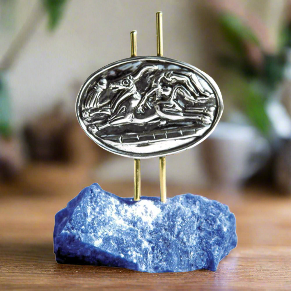 Minoan Bull Leaping Figurine in Sterling Silver (A-40-8) - ELEFTHERIOU EL