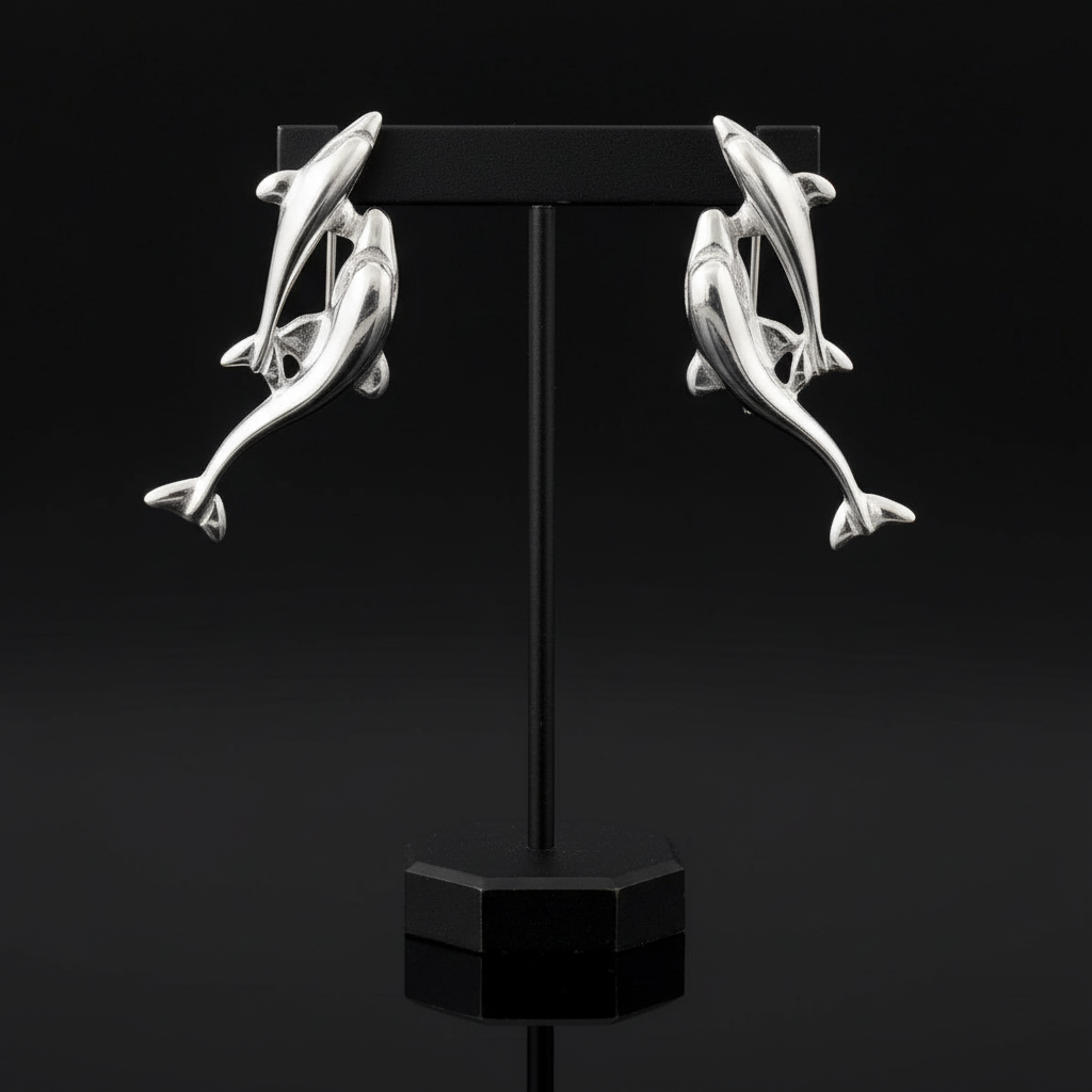 Minoan Dolphins Earrings, sterling silver earrings, Greek Jewelry, Womens Fashion (AG-01)