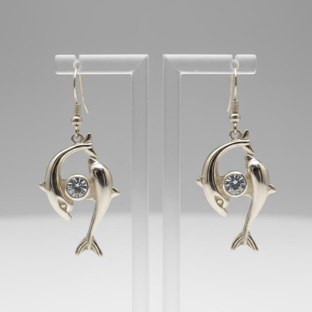 Minoan Dolphins Earrings, sterling silver earrings, Greek Jewelry, Womens Fashion (AG-02)