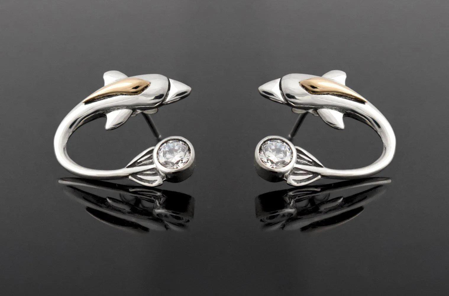 Minoan Dolphins Earrings, sterling silver earrings, Greek Jewelry, Womens Fashion (AG-12)