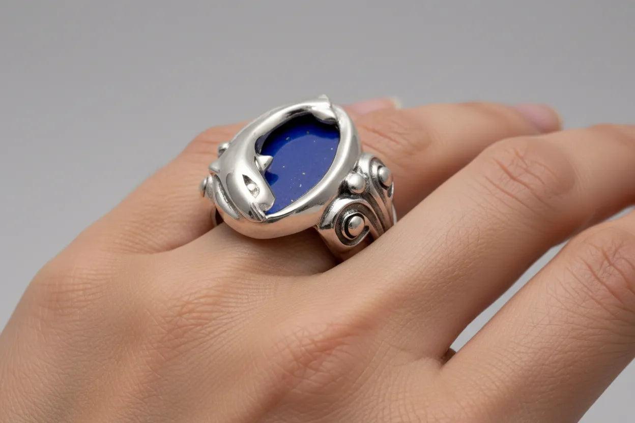 Minoan Dolphins Ring in Sterling Silver (DT-87)