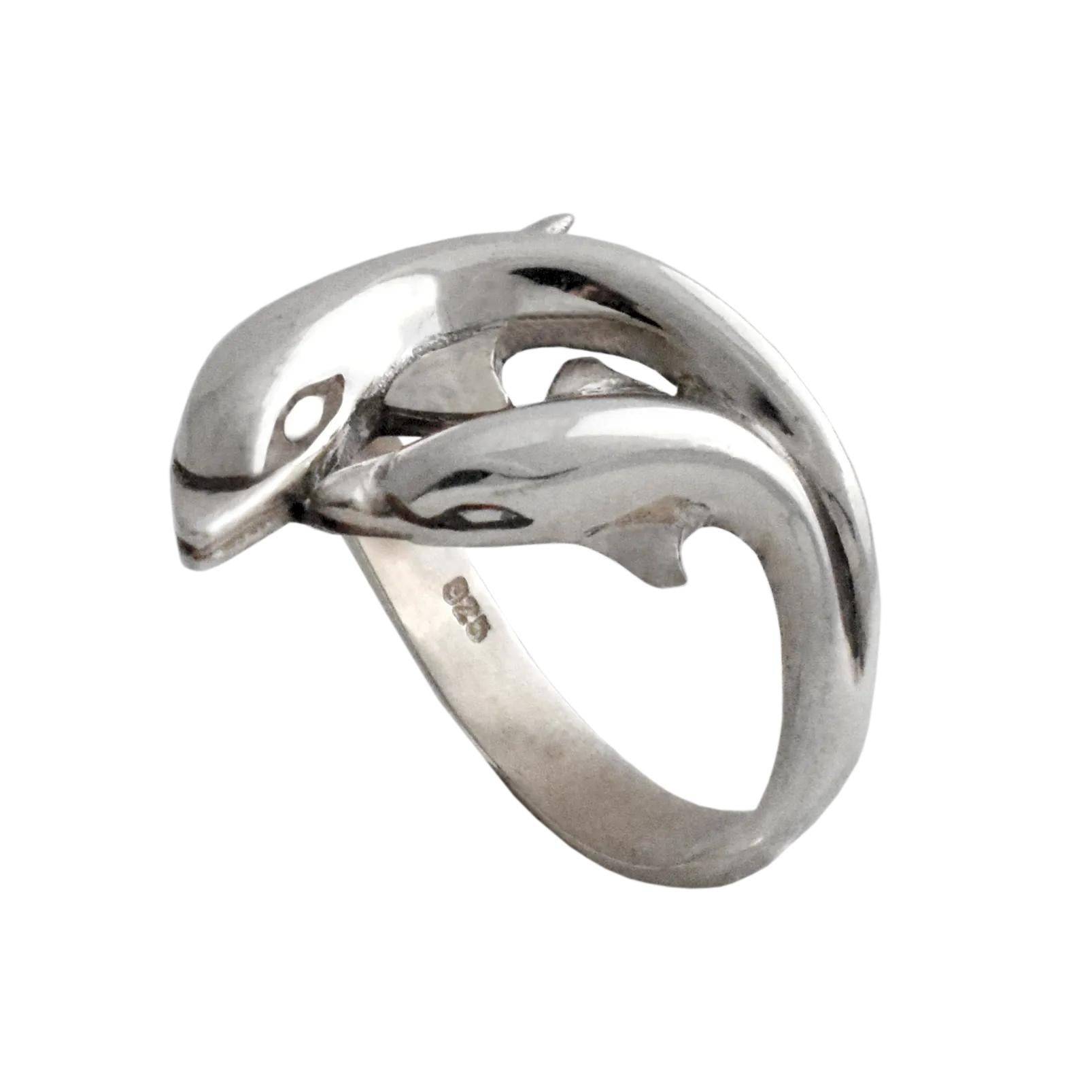 Minoan Dolphins Ring in Sterling Silver, womens jewelry (DT-80)
