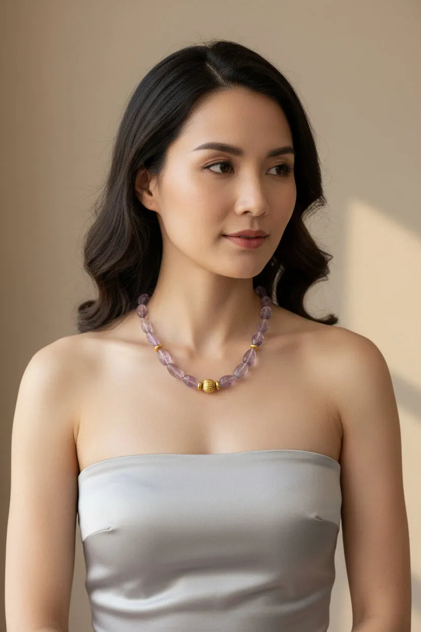 Necklace in 18k Gold with Amethyst (DV PE-44)