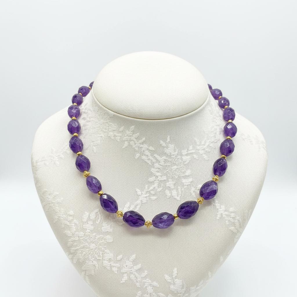 Necklace in 18k Gold with Amethyst (DV PE-47)