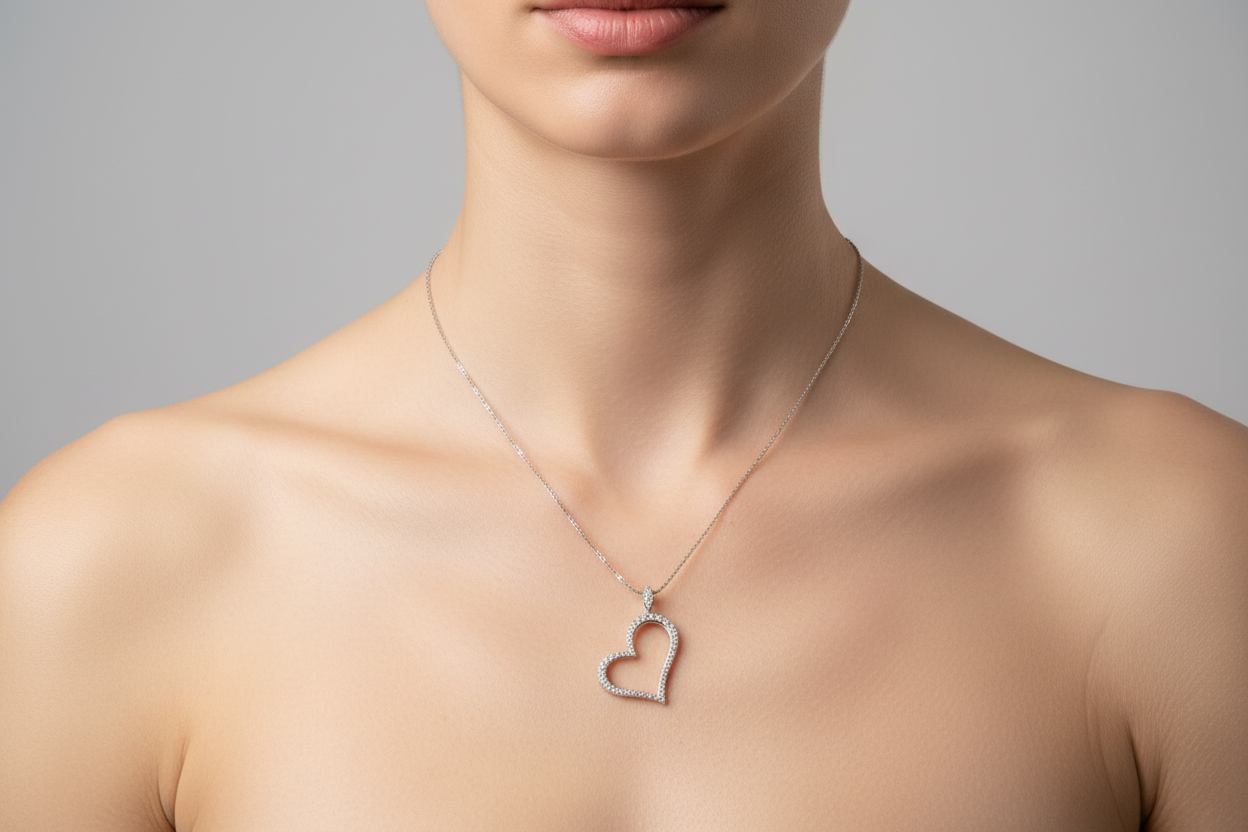 Necklace in gold 14k, heart necklace