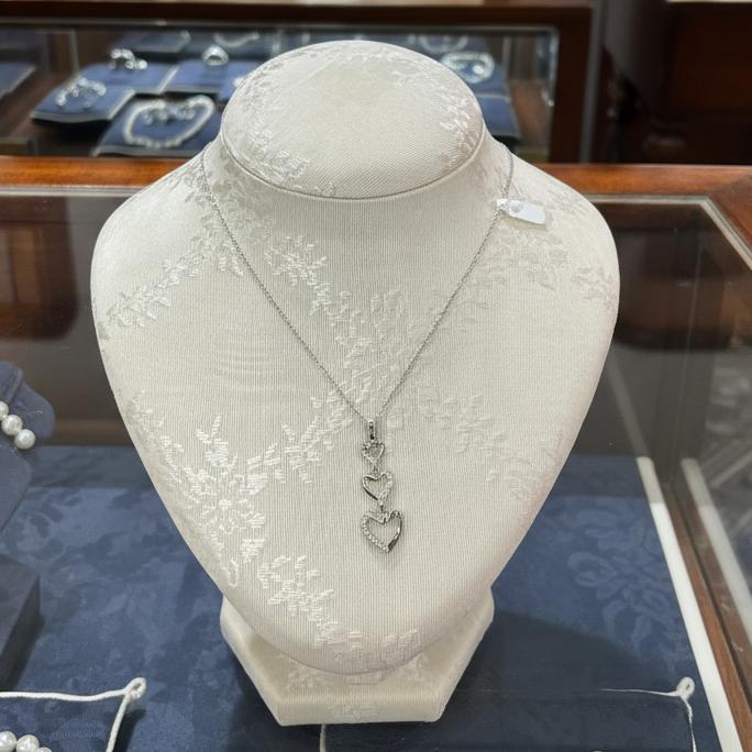 Necklace in white gold 14k, heart necklace